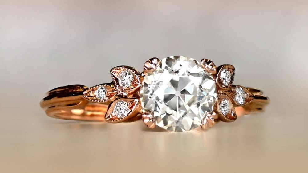 Rose Gold Hyde Leaf Motif Diamond Engagement Ring