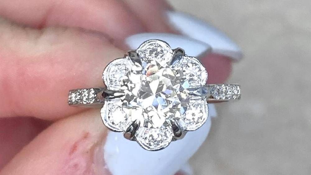 14188 Hawthorne Floral Cluster Engagement Ring