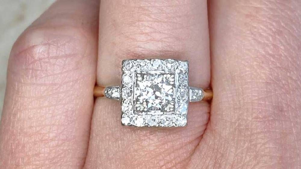 14210 Redstone Unique Vintage Diamond Box Halo Engagement Ring