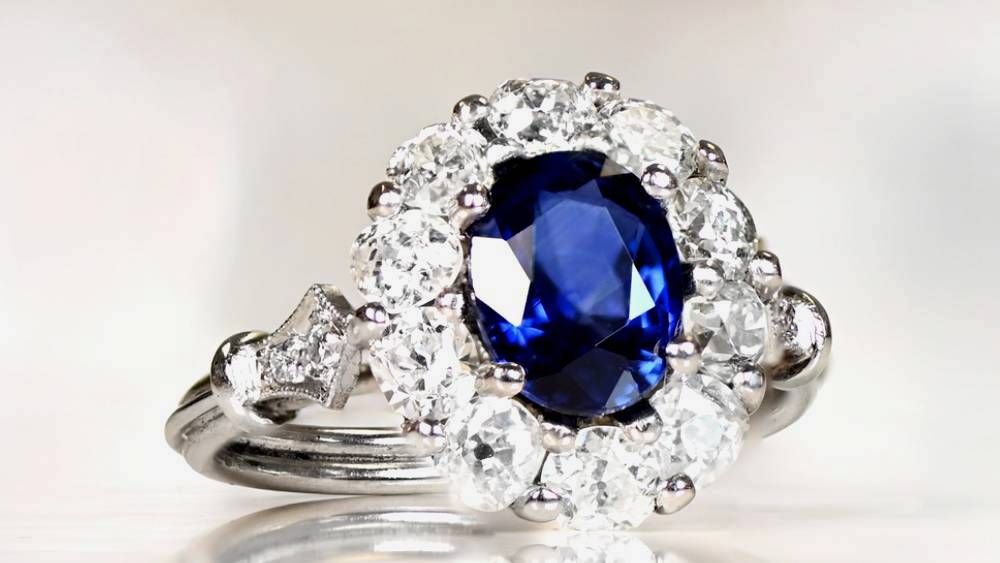 Celina Sapphire Engagement Ring With A Diamond Cluster