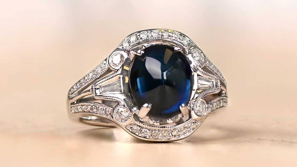White Gold Laguna Sapphire Engagement Ring With Diamonds