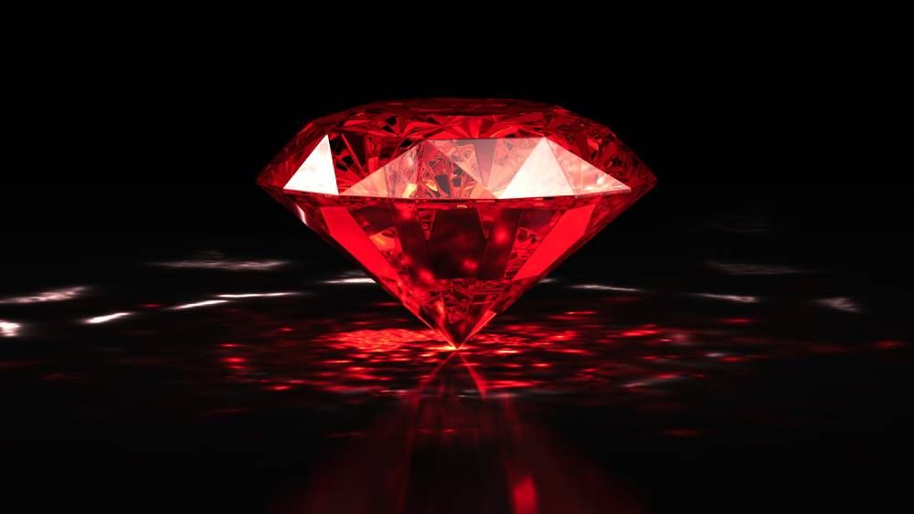 red diamond on black background