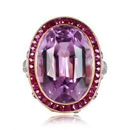 Kunzite and Ruby Halo Ring Wesley Court Ring Top View