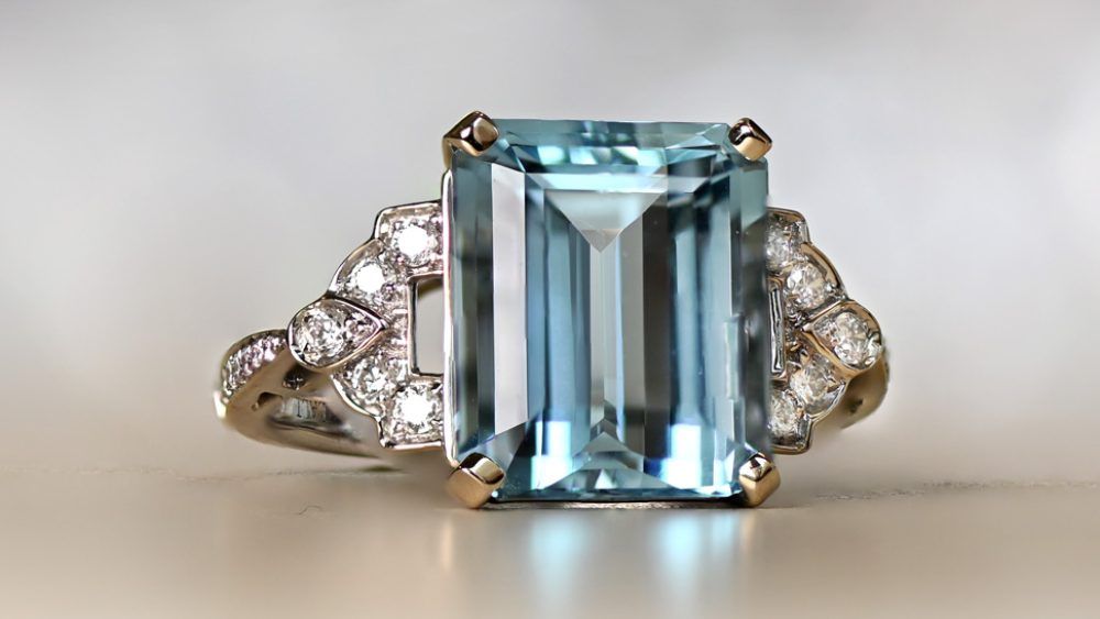 Estate Diamond Jewelry Avenida white gold Aquamarine Ring