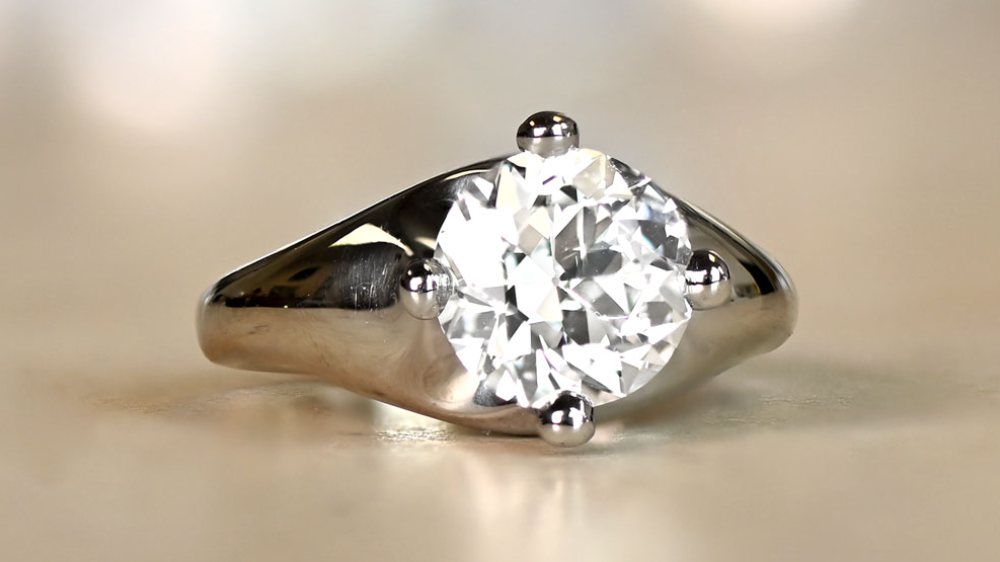 Vintage Bulgari Platinum And Diamond Solitaire Engagement Ring