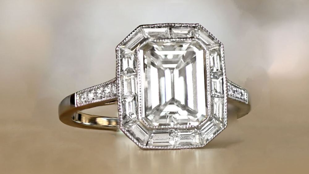 Estate Diamond Jewelry Cremona Geometric Diamond Engagement Ring