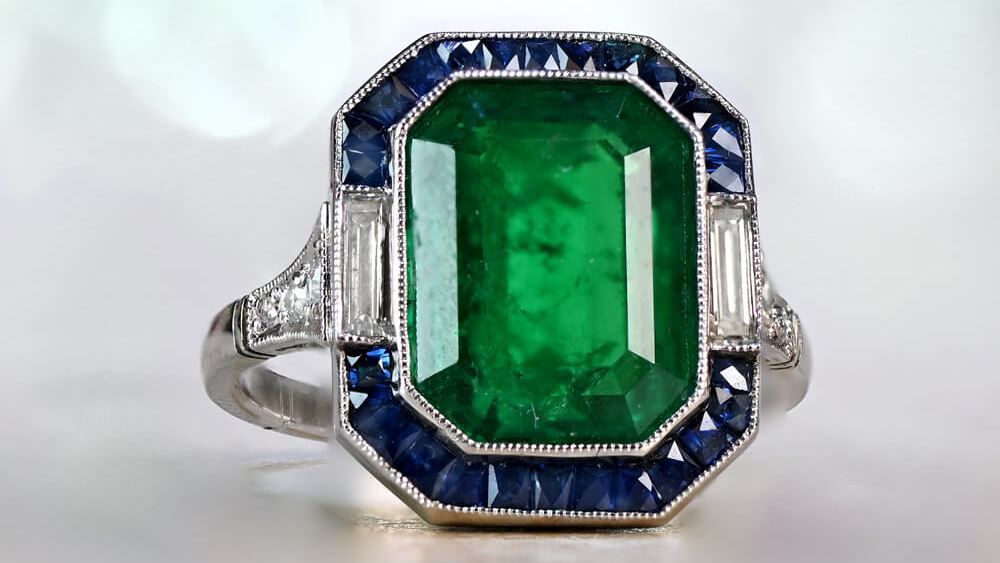 Estate Diamond Jewelry Greenhaven Emerald And Sapphire Ring