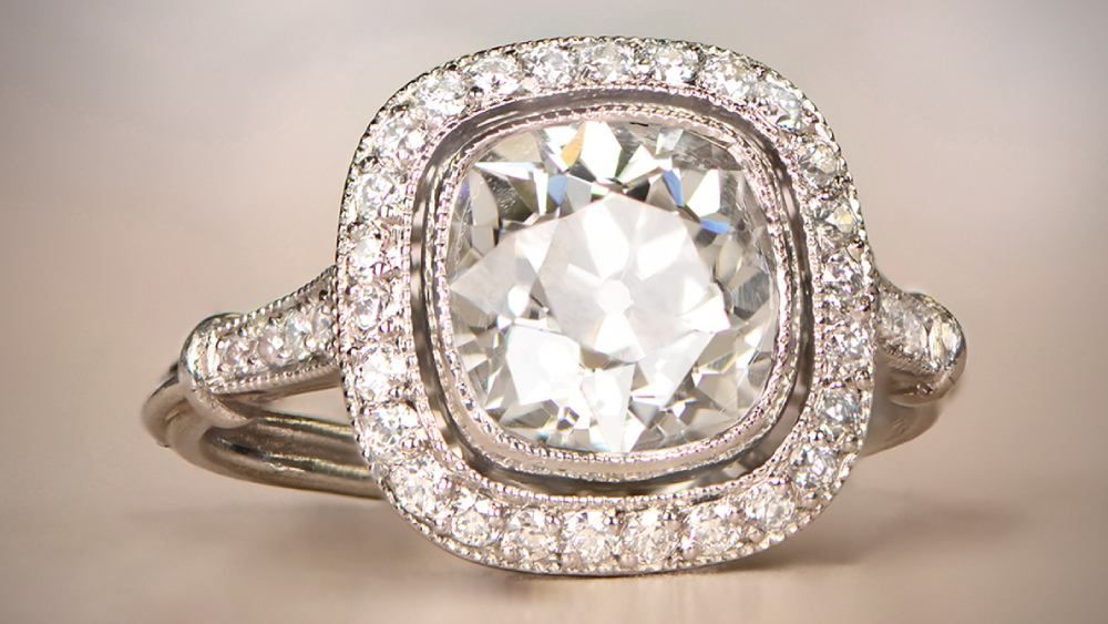 Estate diamond jewelry providence diamond halo Engagement ring