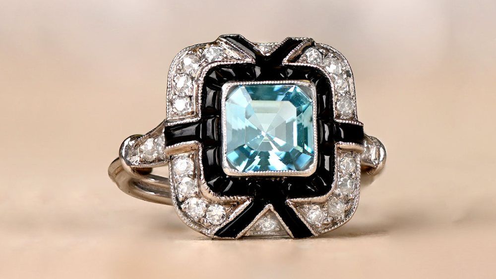 Estate Diamond Jewelry Robertson Aquamarine Rings under $5000