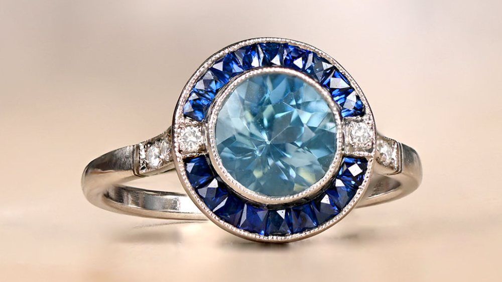 Estate Diamond Jewelry Thames Aquamarine Rings under $5000