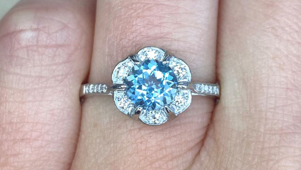 Estate Diamond Jewelry Watertown Aquamarine Rings under $5000