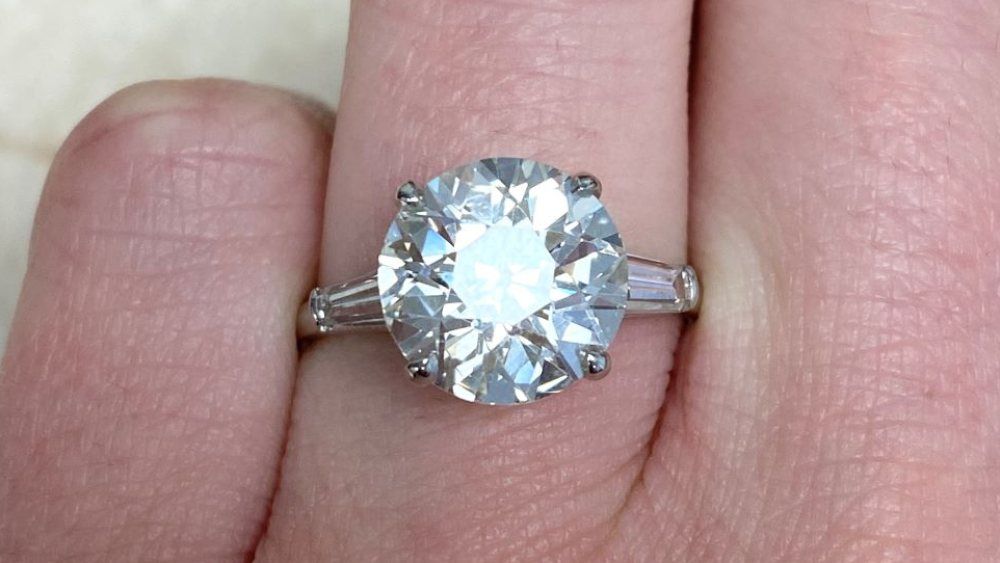 Estate diamond jewelry Swiss vintage diamond engagement ring