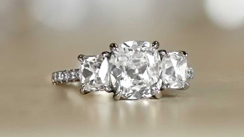 Estate diamond jewelry Three stone westchester engagement ring