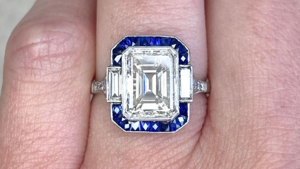 Estate diamond jewelry ludlow sapphire halo engagement ring