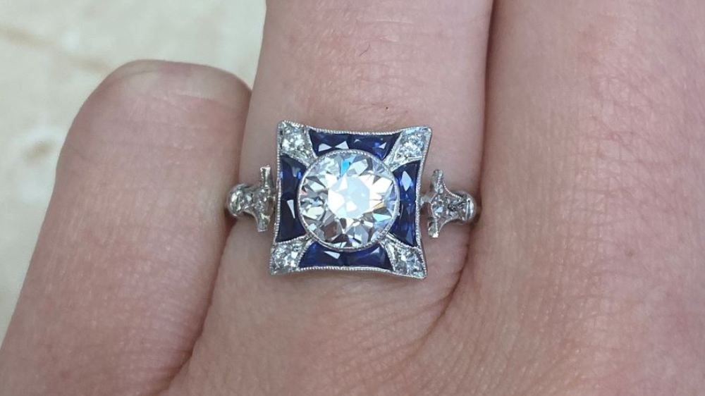 Denmark Diamond Ring With Sapphire And Diamond Halo