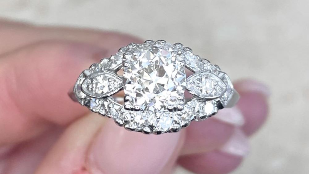 Art Deco Era Elverson Ring Featuring Diamond Accents