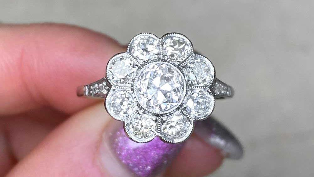 Milford Diamond Engagement Ring Featuring Floral Diamond Halo