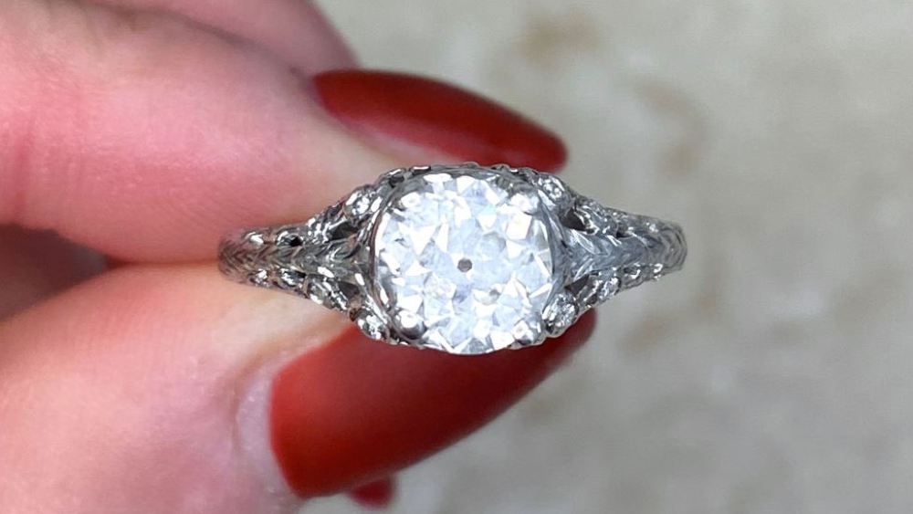 Norwalk Diamond Engagement Ring With Impressive Hand Engravings
