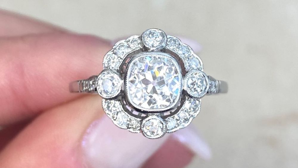 Manchester Diamond Engagement Ring Featuring A Floral Halo