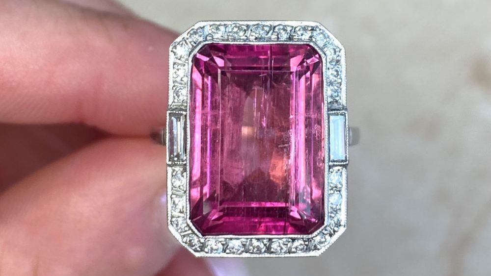 Naples Rubellite And Diamond Engagement Ring For $8000