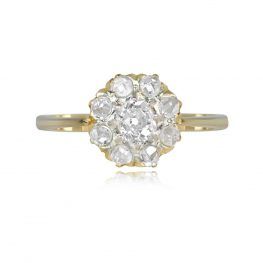 Cushion and Rose Cut Diamond Cluster Ring - Leiria Ring 14508 TV