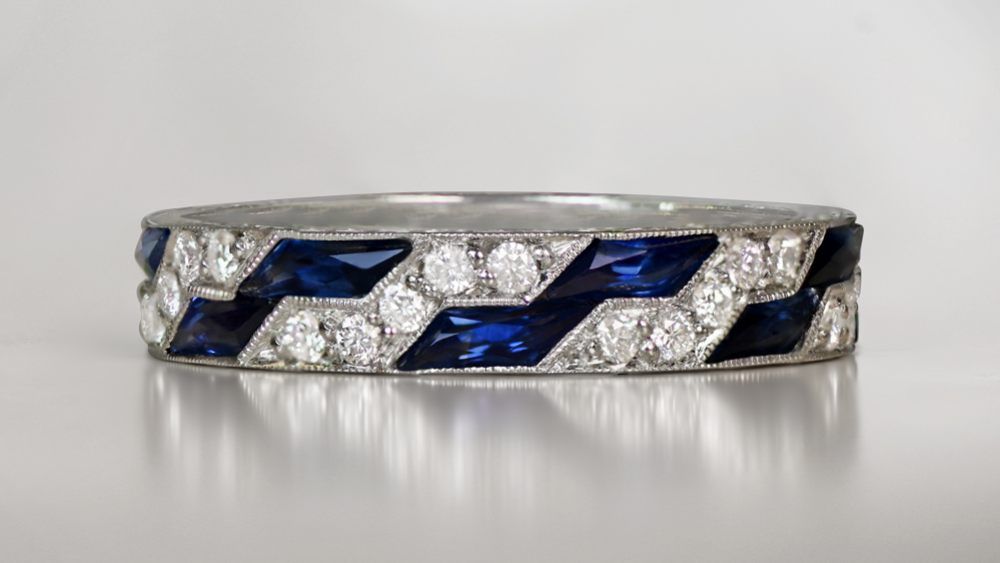 Admiral Wedding Band Featuring Sapphire And Diamond Stones