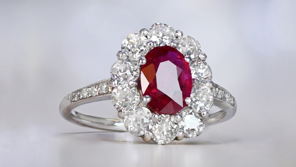 Arbor Ruby Gemstone Engagement Ring With Diamond Halo