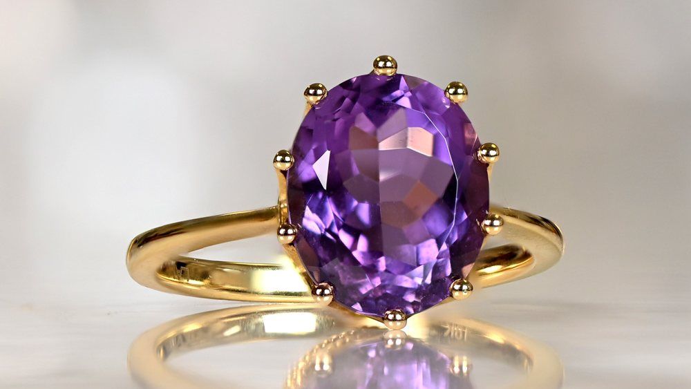 Crown Style Yellow Gold Aurora Amethyst Engagement Ring