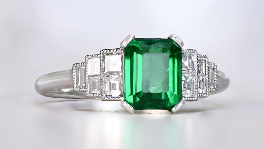 Chitina Emerald Engagement Ring With Diamond Adorned Shoulders
