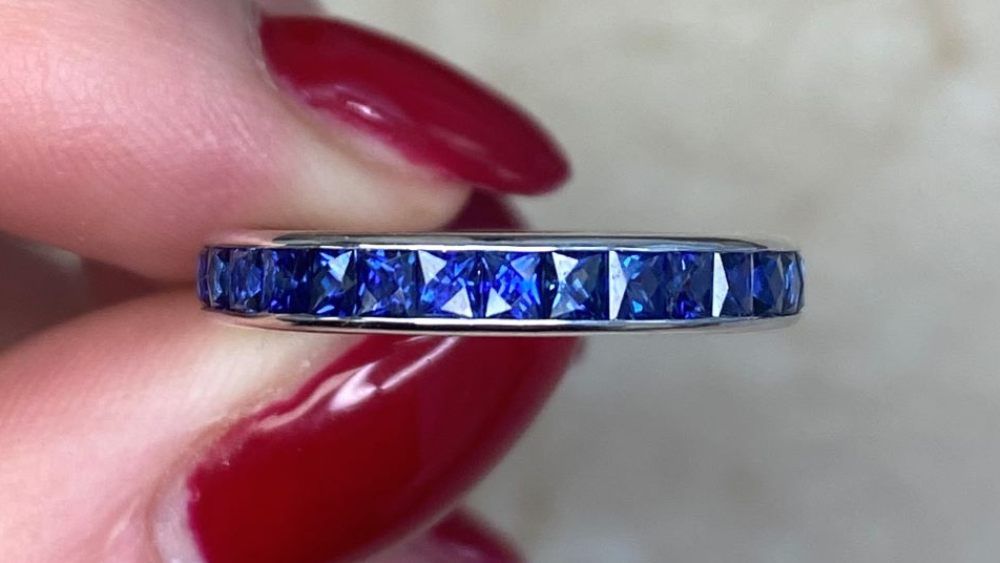 Columbia Eternity Wedding Band Featuring Channel Set Sapphires