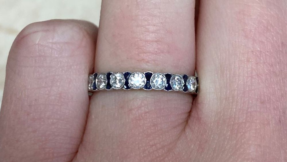 Elmont Wedding Band Featuring Sapphires And Diamonds