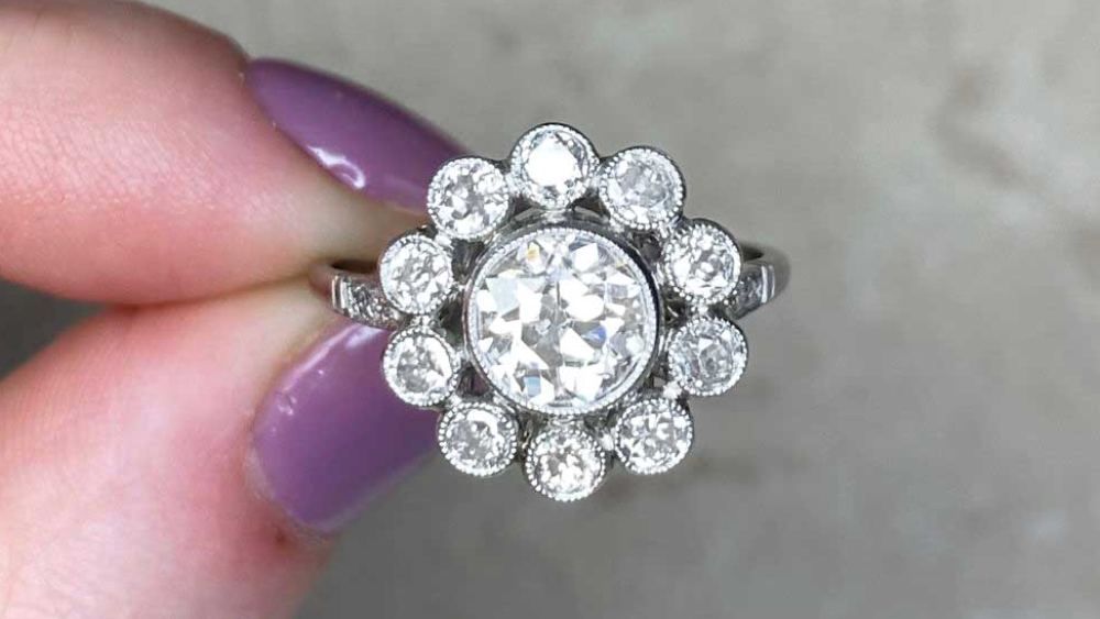 Floral Diamond Cluster Kempton Engagement Ring For $9000