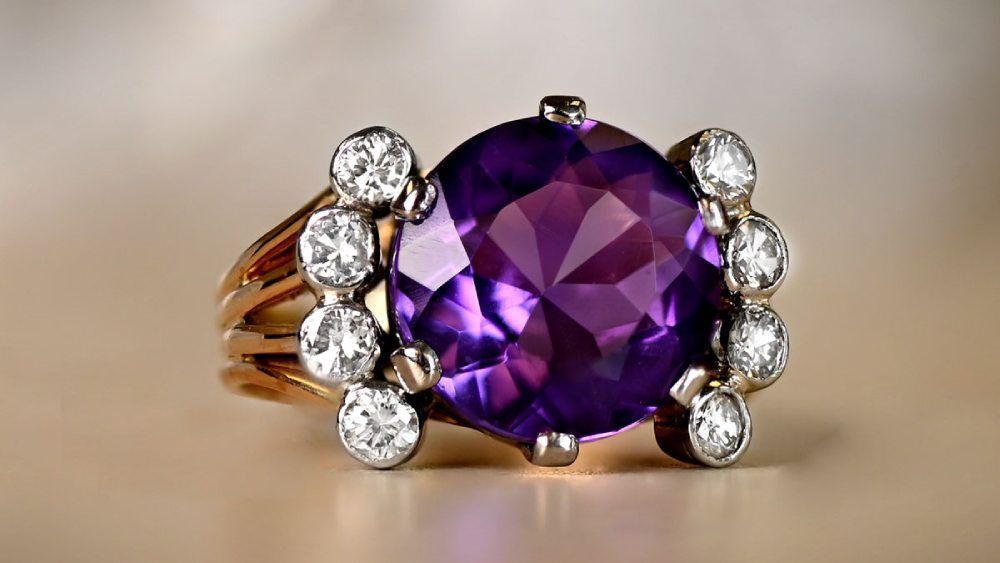 Olmstead Amethyst Engagement Ring With Diamond Accents