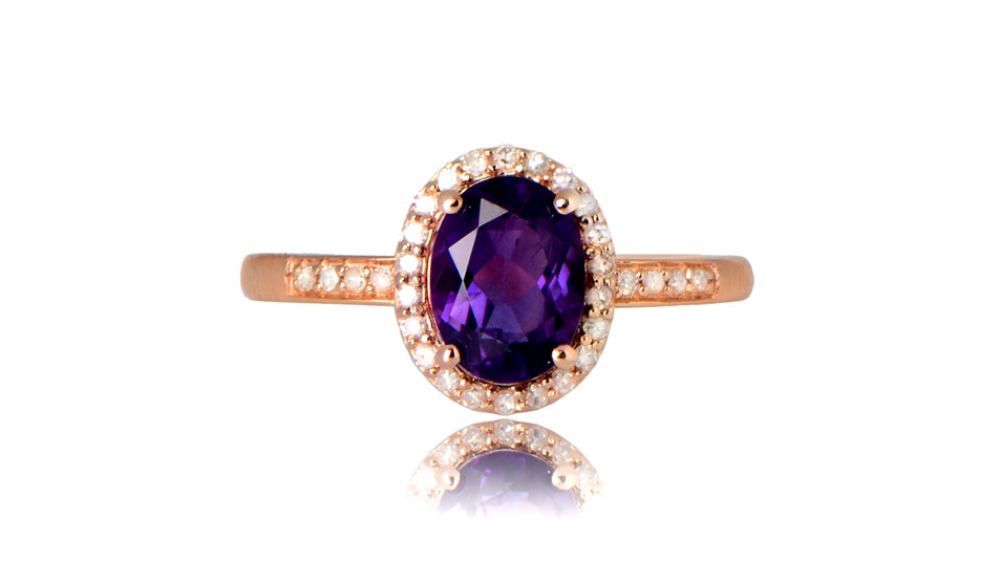 Rose Gold Palermo Amethyst And Diamond Engagement Ring