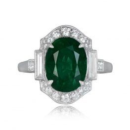 3.00ct Oval Cut Natural Emerald Ring - Essex Ring 13957 TV