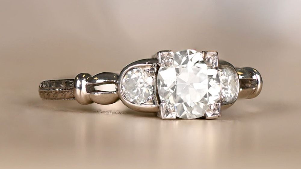 Uniquely Shaped Dainty Brent Diamond Engagement Ring