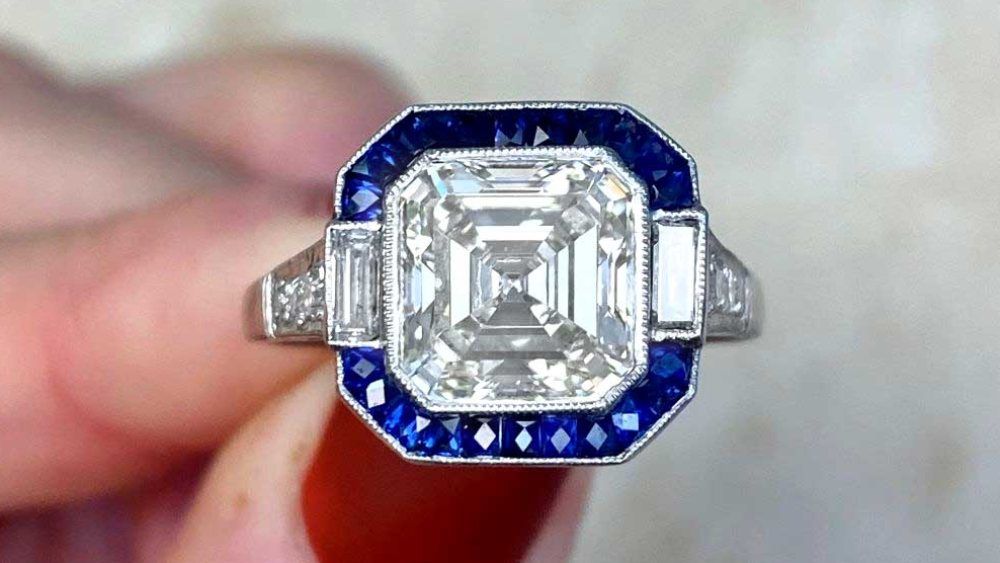 Caffrey Diamond Engagement Ring With Sapphire Halo