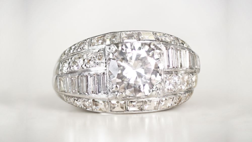 Large Rounded Ring Covered With Various Diamond Rows