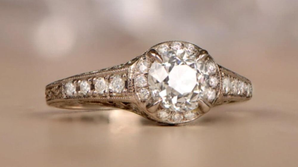 Tamworth Diamond Engagement Ring Featuring Subtle Diamond Halo