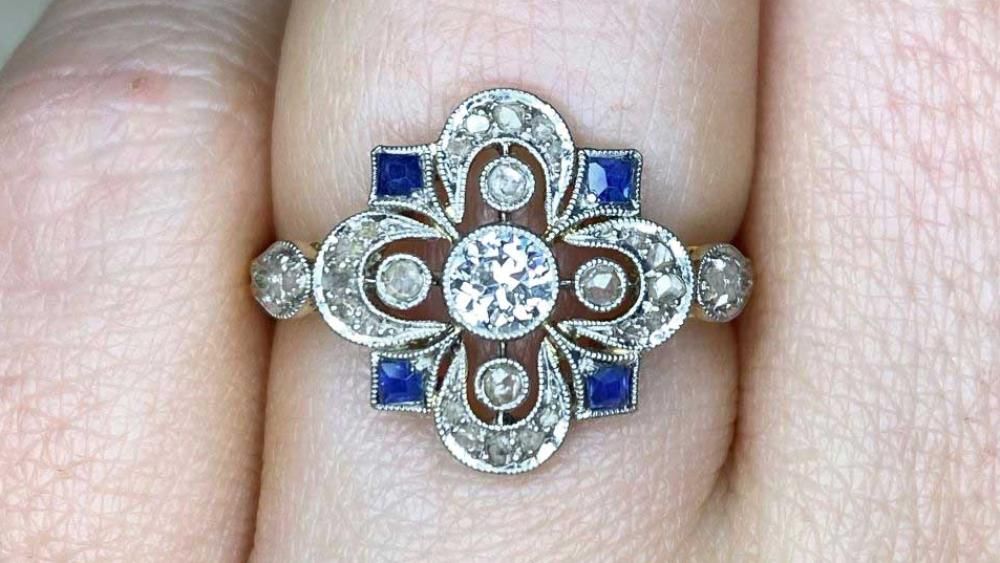 Edwardian Era Versailles Ring Featuring Diamonds And Sapphires