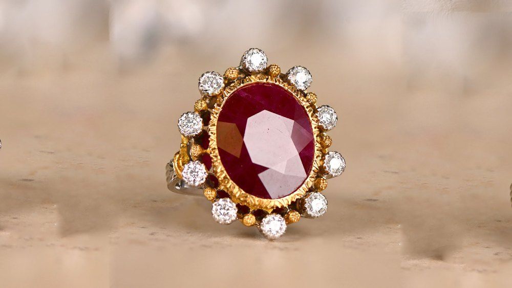 Vintage Buccellati Ruby Ring Featuring Gold And Diamonds