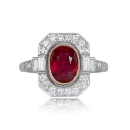 1.40ct Ruby and Diamond Halo Platinum Gemstone Ring 14333-TV-1000PX