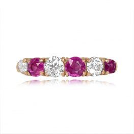 Victorian Era Ruby and Diamond Ring - Rosaire Ring 14747 TV