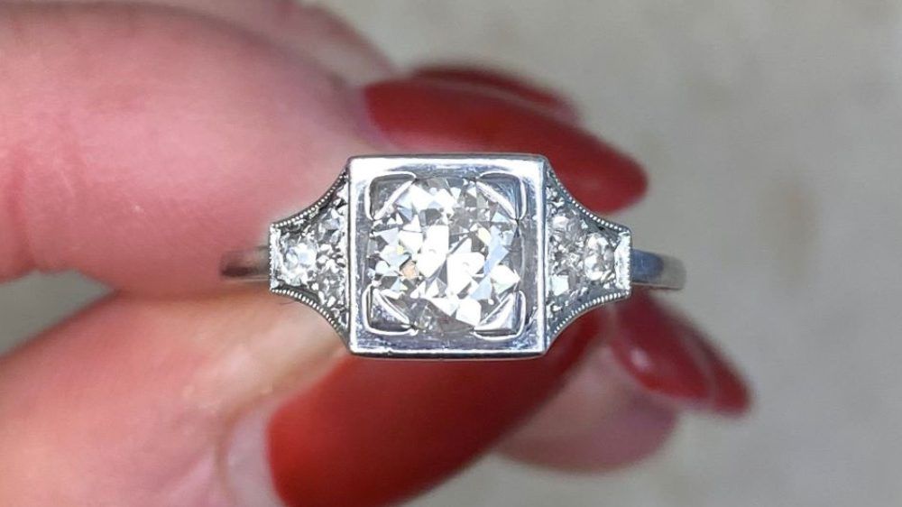 French Art Deco Edison Diamond Engagement Ring