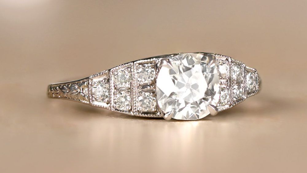 Platinum Groton Diamond Engagement Ring With Accent Diamonds