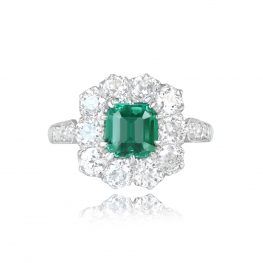 0.97ct Emerald Cut Colombian Emerald Ring - Smyrna Ring 14696 TV