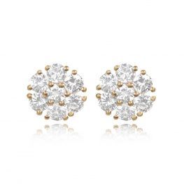 Floral Diamond Cluster Yellow Gold Earrings - Rhodesia Earrings DYL153 TV