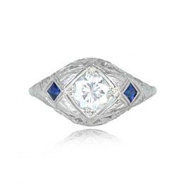 0.65ct Diamond and Sapphire Accent Ring - Venetian Ring 14869 TV