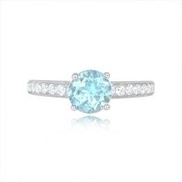 1.06ct Round Aquamarine Diamond Shoulders Ring - Northwest Ring 14877 TV