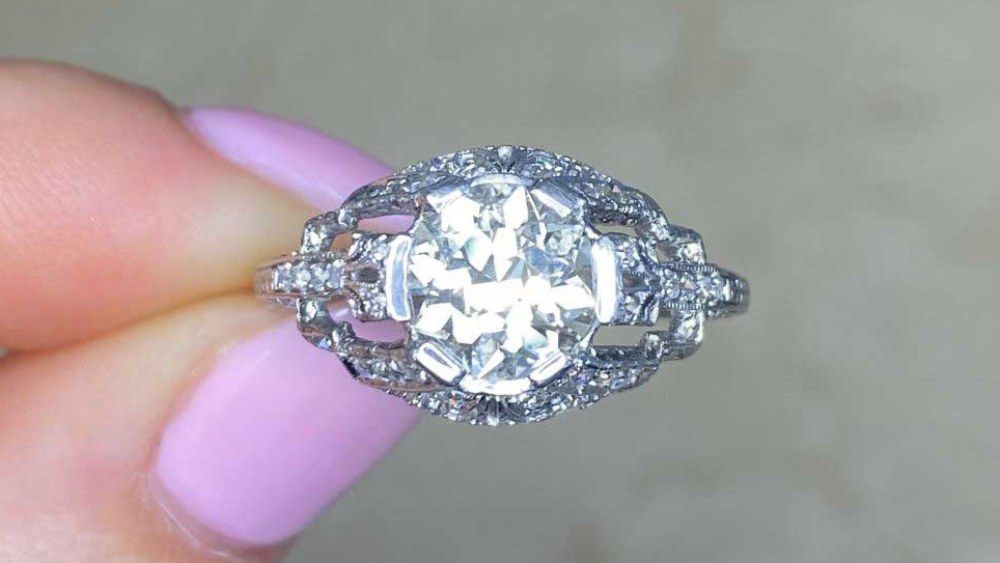 Diamond Engagement Ring With Sparkling Detail And Openwork